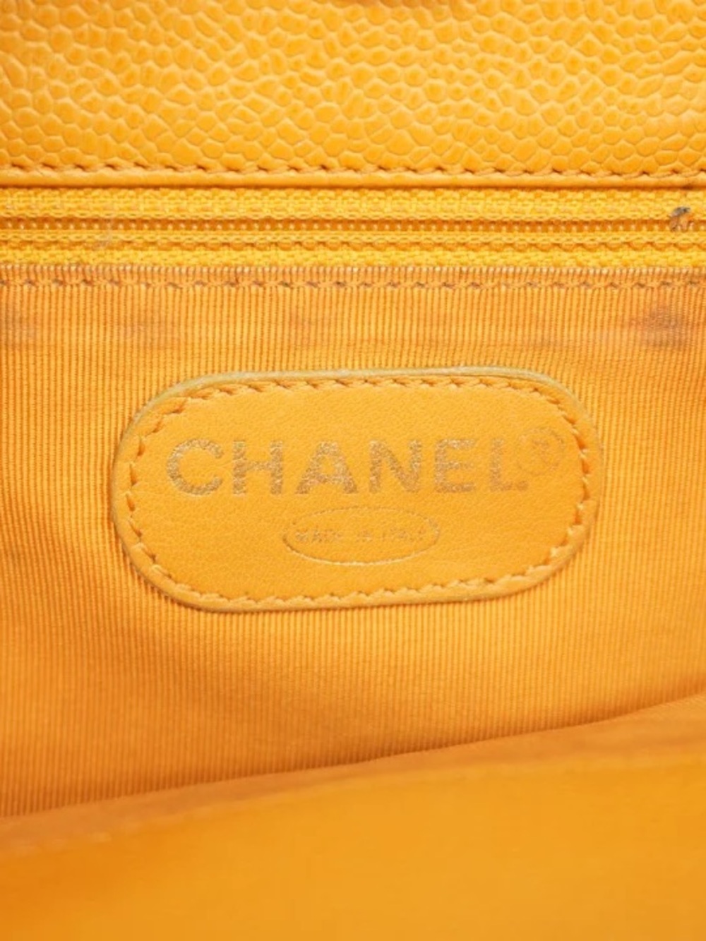 Authentic CHANEL tortoise mustard caviar leather mini satchel tote - Picture 4 of 9